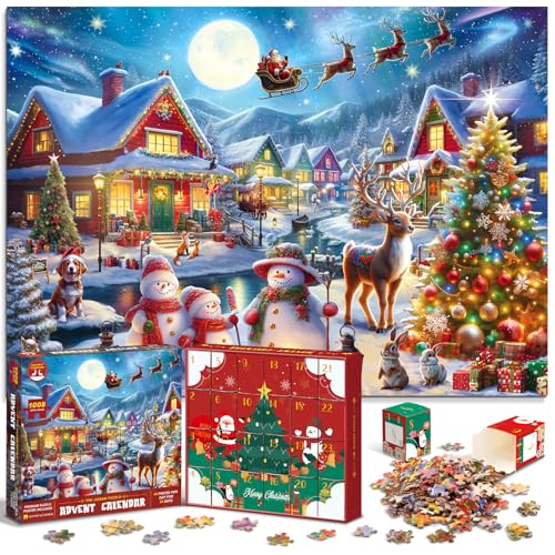Christmas Advent Calendar 1008 Piece Jigsaw Puzzle - Santa's Secret Village