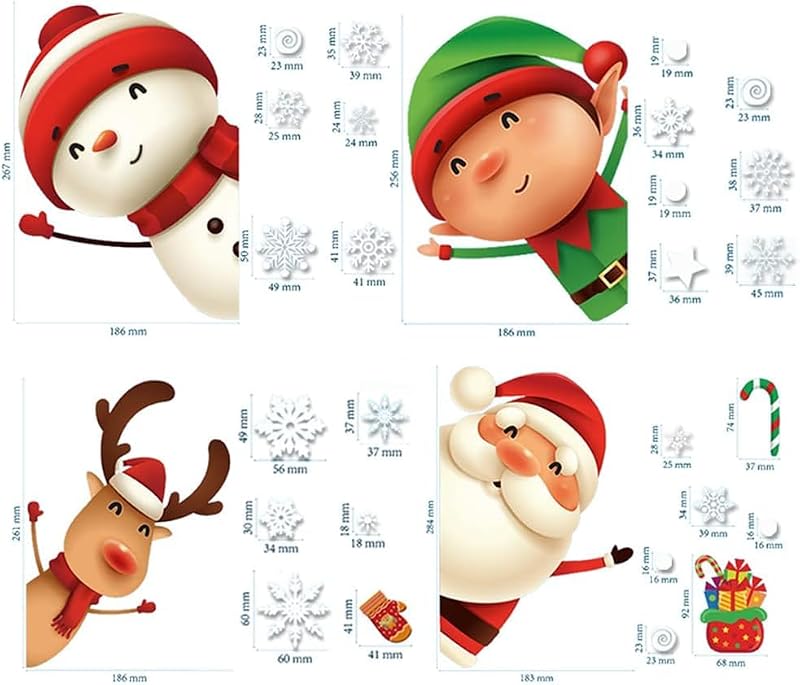 Christmas Static Window Clings, Snowflake Stickers, Xmas Decorations