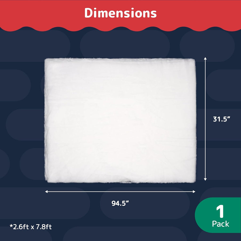PREXTEX Artificial Snow Roll - Large Fluff for Christmas Displays | 94"x31" Thick White Blanket for Holiday Décor