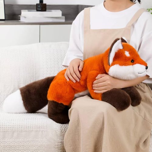 Labauxite Cute Fox Plush Pillow, Kawaii Plushies Red Fox Stuffed Animals, Cuddle Foxes Plush Pillow for Kids & Girls (17.7in)