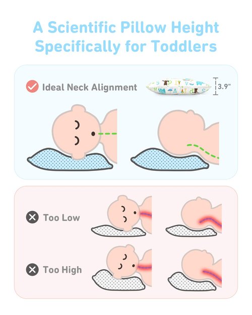 Babebay Toddler Pillow - Soft Cotton, Machine Washable, 13x18 Inches | Ideal for Comfortable Sleep