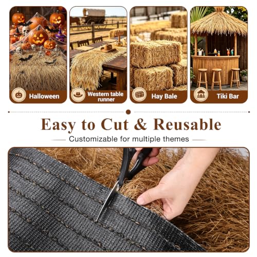 Yellow Thatch Grass Table Runner 13x36 Inch for Western Fall Party Decor