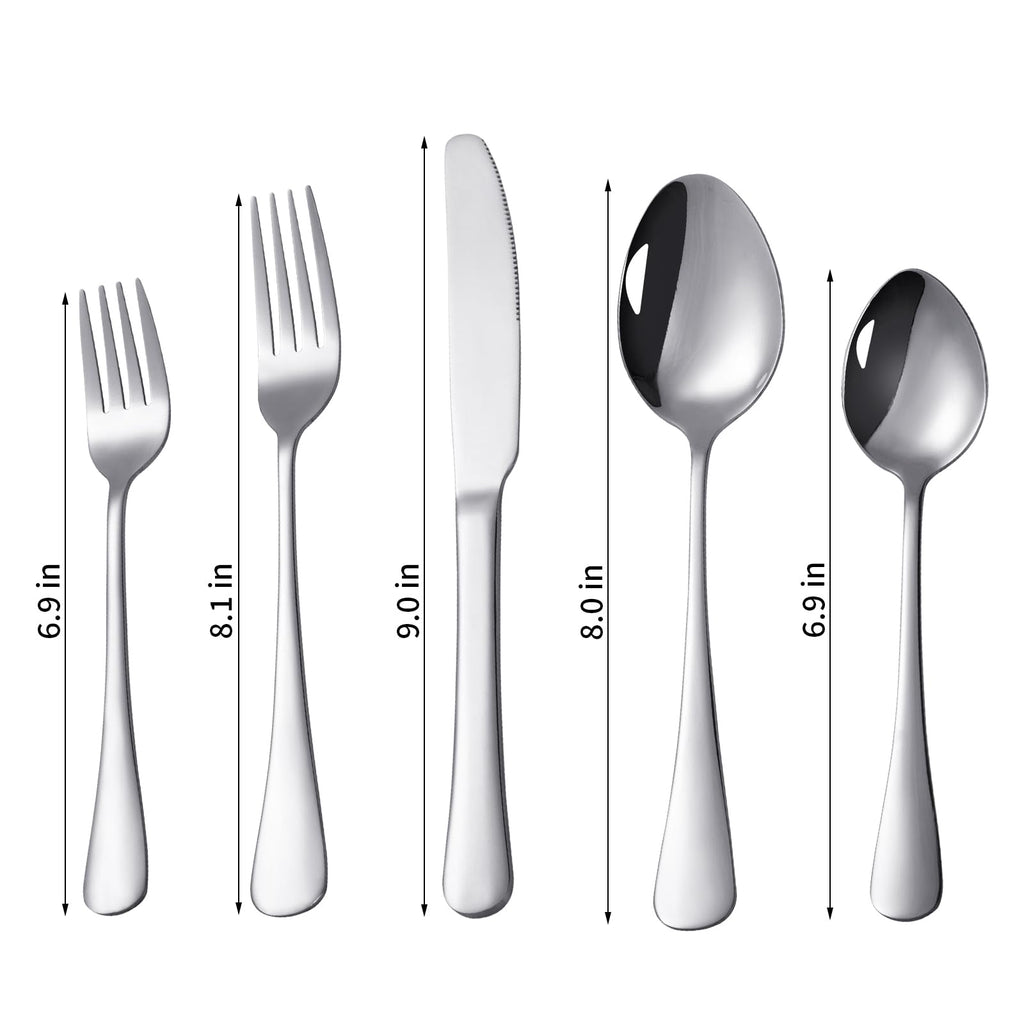 GODTUP Silverware Set, 30 Piece Silver Flatware Set for 6, Mirror Polished Eating Utensils Set, Dishwasher Safe, Stainless Steel Cutlery Set