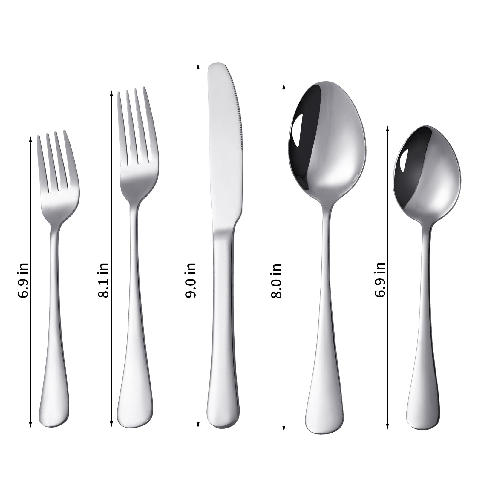 GODTUP Silverware Set, 30 Piece Silver Flatware Set for 6, Mirror Polished Eating Utensils Set, Dishwasher Safe, Stainless Steel Cutlery Set