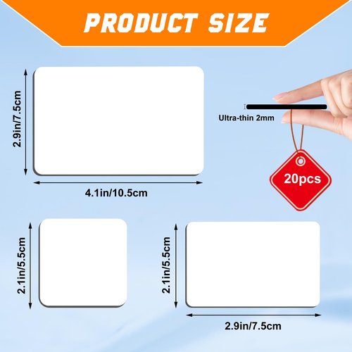 Clonivent 20 PCS Sublimation Magnet Blanks, 2x2 inch Sublimation Blank Refrigerator Magnets Personalized Fridge Soft Magnet Sticker Blanks Products for DIY Home Kitchen Decorative