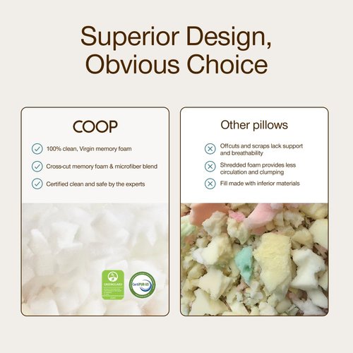 Coop Home Goods Original Adjustable Throw Pillow Inserts, Pack of 2, White, 20x20 Inches, Couch and Decorative Pillows with Memory Foam Fill
