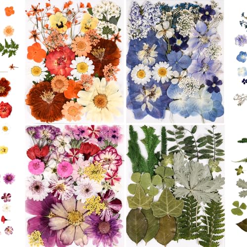 110 Pcs Real Dried Pressed Flowers & Leaves Set for Resin Crafts & DIY
