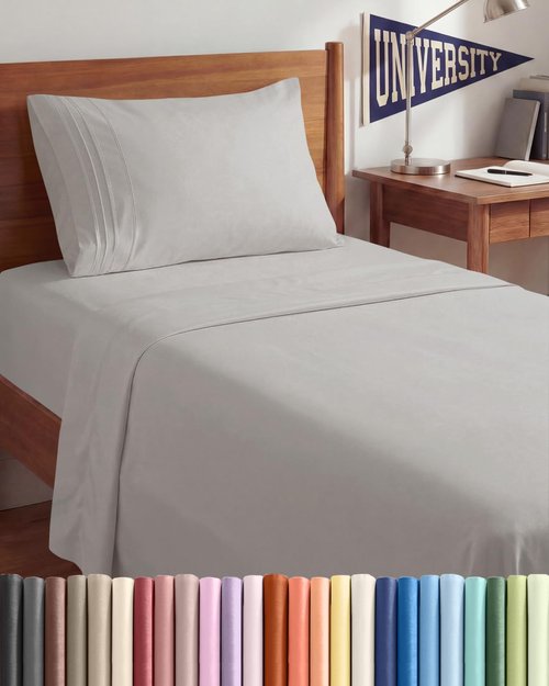 Comfy Twin XL Sheet Set by [Brand Name] - Breathable Cooling Bed Sheets | Luxury Hotel Quality - Light Grey, Deep Pockets