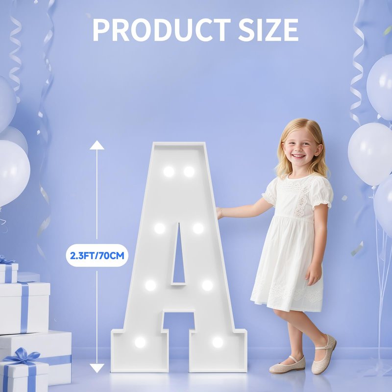 Tongjoy 2.3FT Baby Marquee Letters, Baby Letters for Baby Shower for Girl Boy, Large Light Up Sign for Backdrop, Gender Reveal Party Decorations Supplies (White)