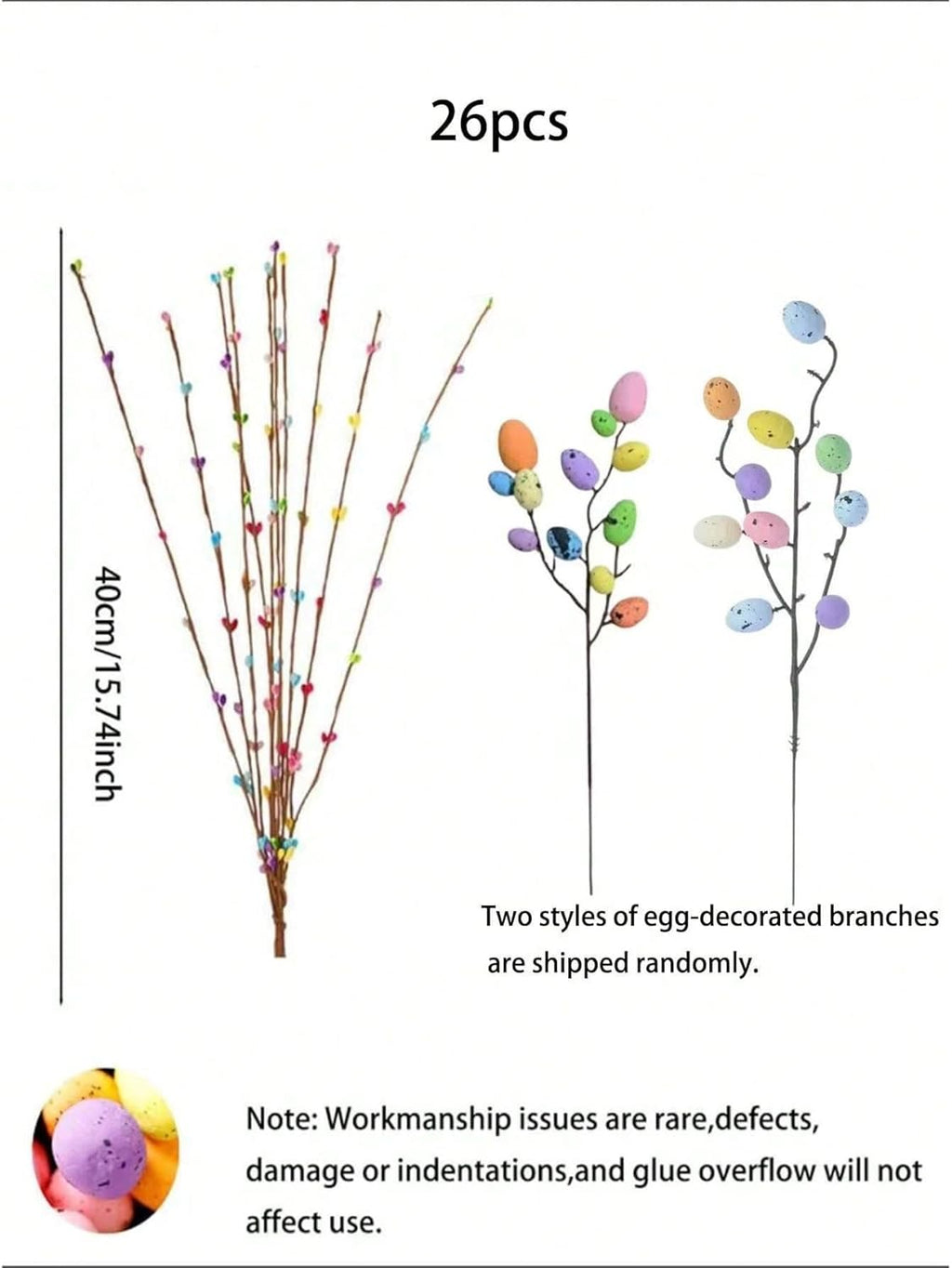 Skiennix 13PCS Artificial Easter Spray Vines - Pastel Egg & Berry Decor for Spring Floral Arrangements
