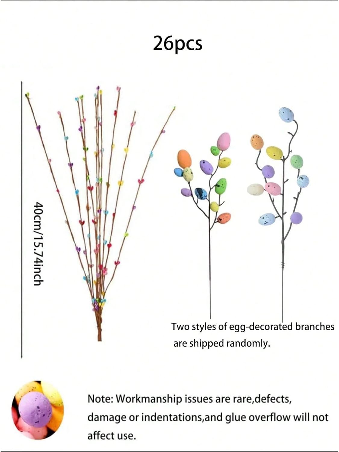 Skiennix 13PCS Artificial Easter Spray Vines - Pastel Egg & Berry Decor for Spring Floral Arrangements