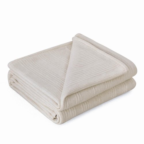 meadow park Super Soft Cotton Heathered Jersey Bed Blanket for Couch Sofa and Bed, Queen Size 92” x 96”, 420gsm, Medium Weight, Year Round use, Taupe.