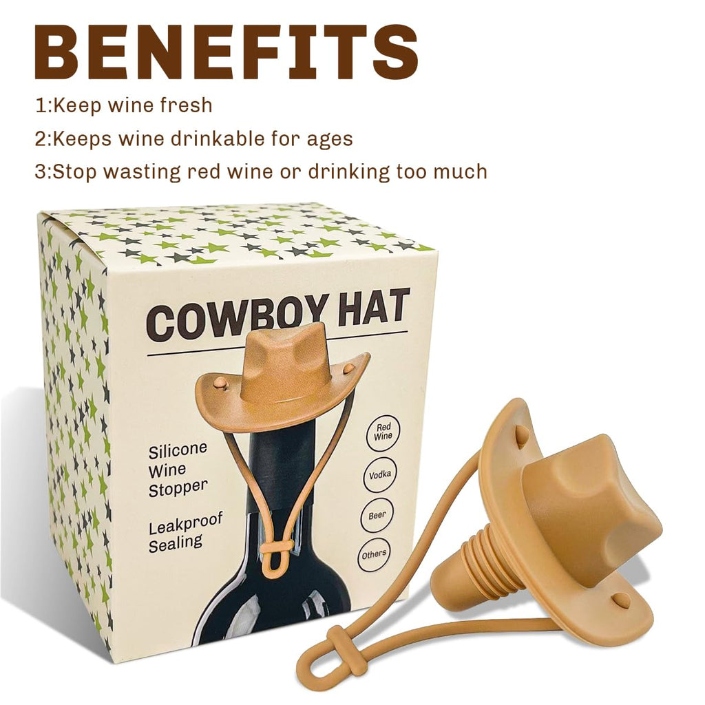 Cowboy Hat Silicone Wine Stoppers,Valentines Day Gifts for Him&Husband,Kitchen Gadgets Birthday Gifts for Men