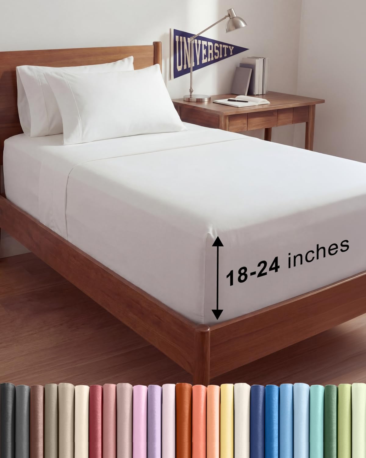 Skiennix Extra Deep Twin XL Sheet Set | 4-Piece Breathable Cooling Sheets - Luxury Hotel Quality - Soft & Wrinkle-Free - White