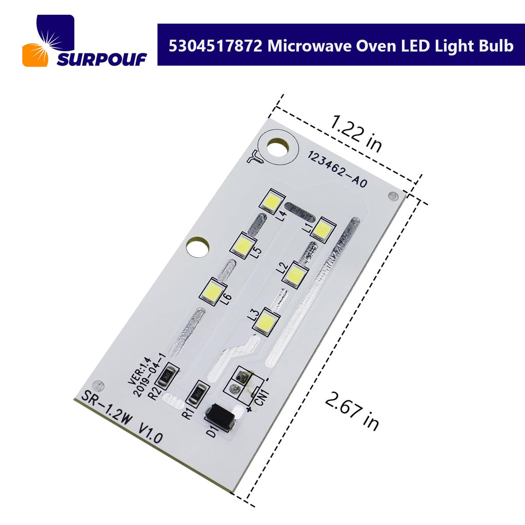 SURPOUF 5304517872 Microwave LED Light Bulb Replacement 5304499540 5304509445 Fit for Frigidaire IKEA Replace 123462-A0 4920115 AP6809088 PS12585761 EAP12585761（1 pc）