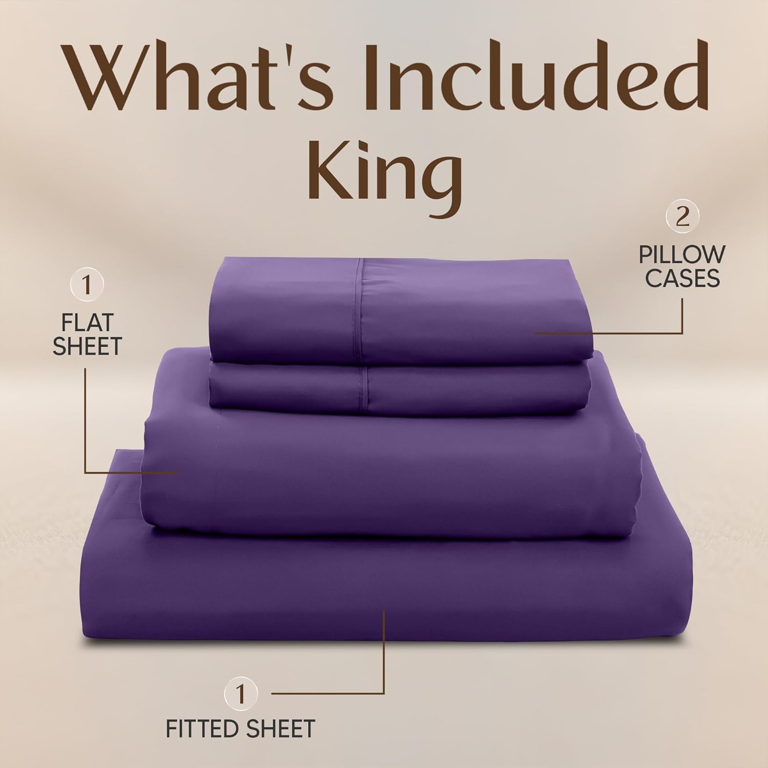 Utopia Bedding King Size Sheet Set - Soft, Breathable Microfiber | 4-Piece in Eggplant, Oeko-Tex Certified