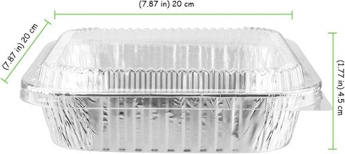Aluminum Foil Pans - 40 Pack 7.8" x 7.8" Disposable Containers with Clear Lids for Cooking & Baking