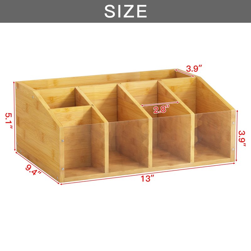 AEEHFENG Coffee Station Organizer Condiment Organizer for Countertop Farmhouse Coffee Caddy with Removable Dividers Small Cute Office Bar Accessories for Tea Bags, Pods, Syrup, Cups, and Stirrer