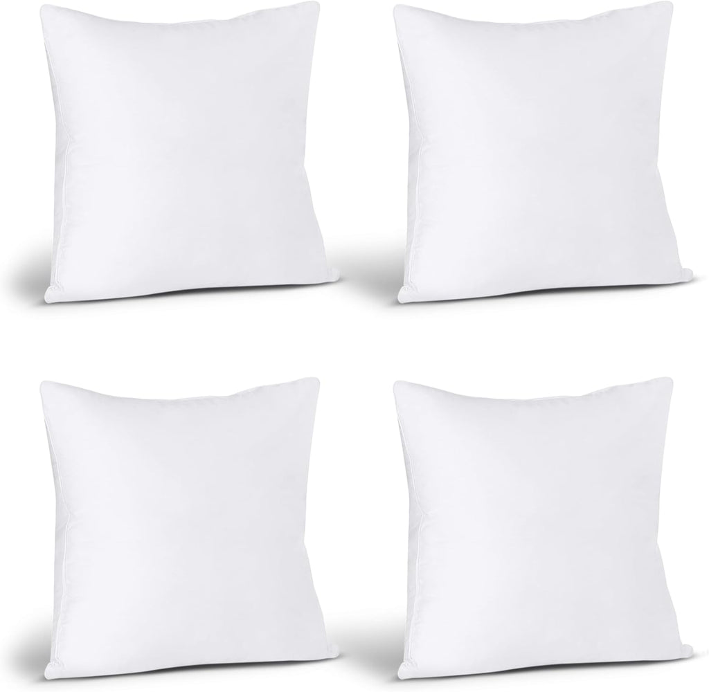 Utopia Bedding Throw Pillows - Fluffy 18 x 18 Inches Down Alternative Set of 4 in White | Perfect for Bed, Sofa & Couch