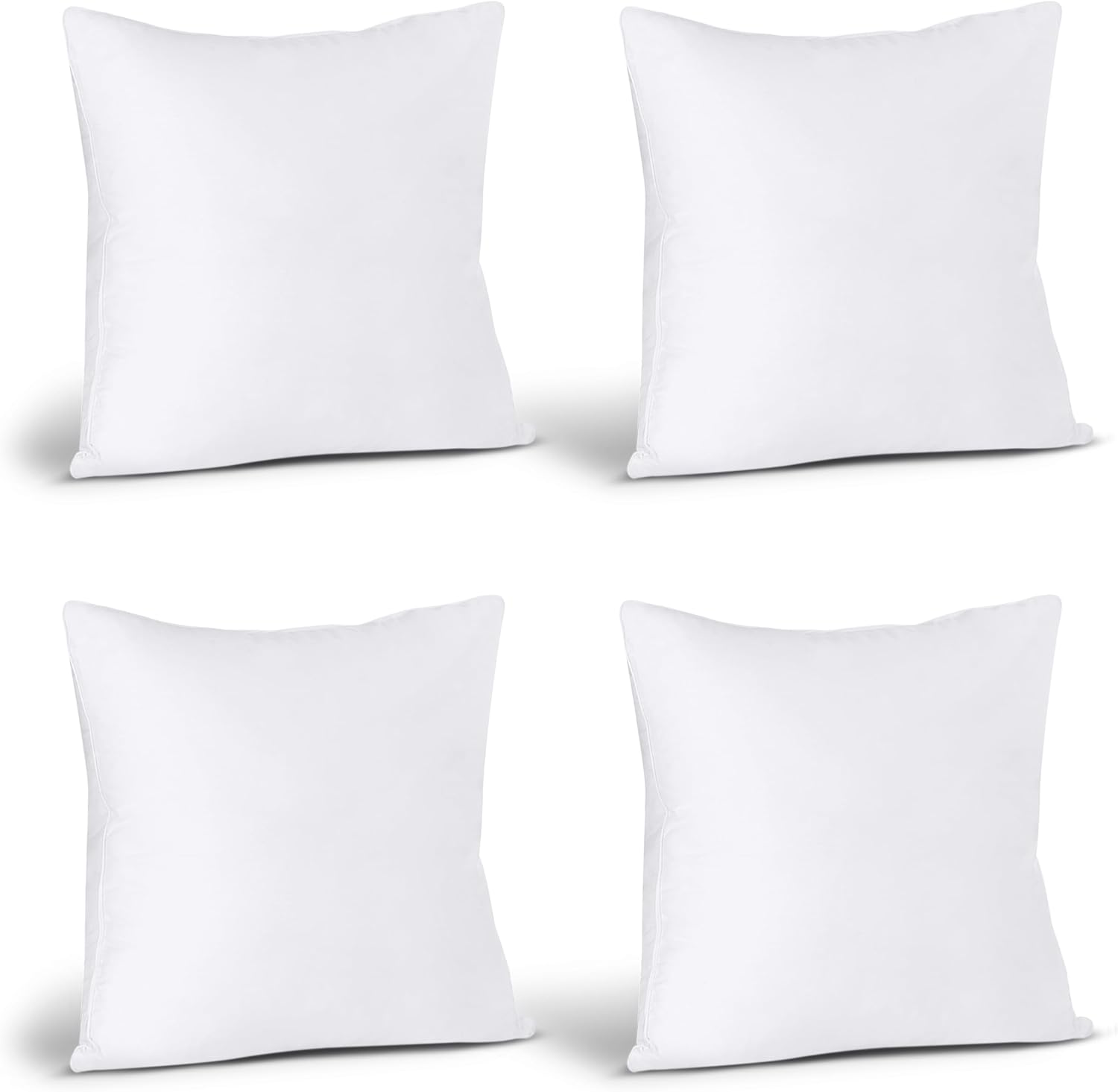 Utopia Bedding Throw Pillows - Fluffy 18 x 18 Inches Down Alternative Set of 4 in White | Perfect for Bed, Sofa & Couch