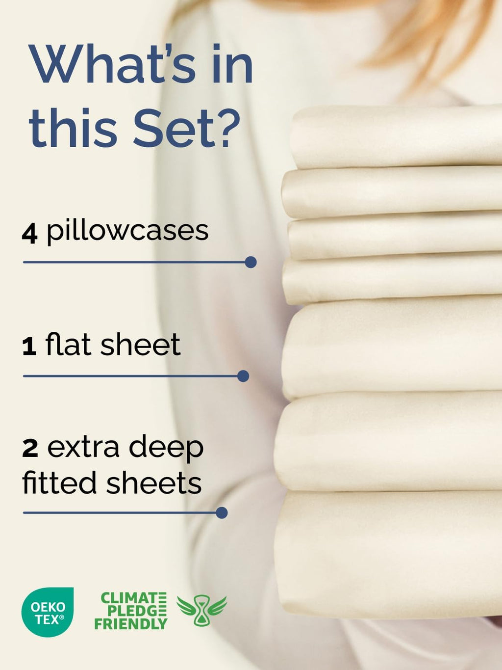 Skiennix Extra Deep Split King Sheet Set - 7 Piece Cooling Bedding - Soft, Wrinkle-Free, Off White