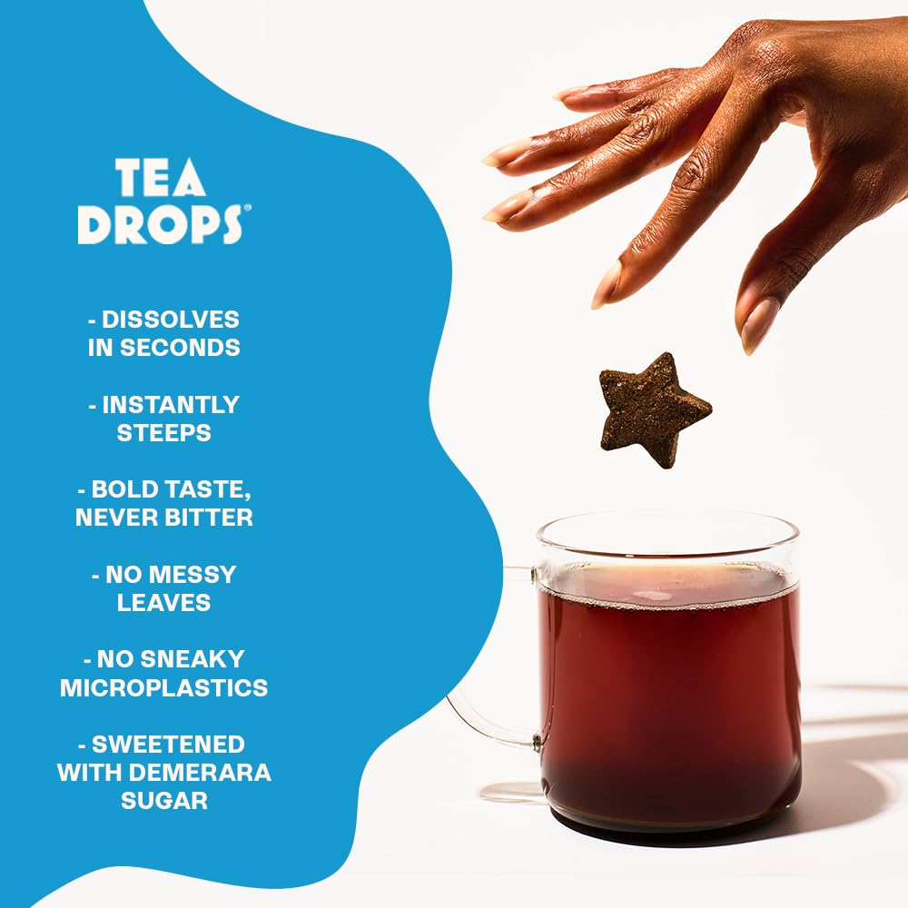 Tea Drops Gift Set | Organic Dissolvable Loose Leaf Tea | Microplastic-Free | Chai Spice Chocolate Earl Grey Citrus Ginger Rose Matcha Peppermint Ube Vanilla Bean Thai | 9 Sampler Assortment - 1 Per Flavor