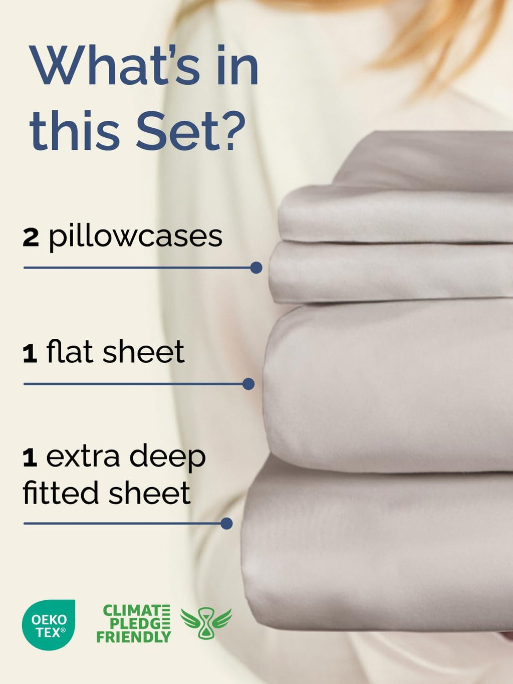 Skiennix Extra Deep Twin Sheet Set | 4-Piece Breathable Cooling Bedding - Soft, Wrinkle-Free Light Grey