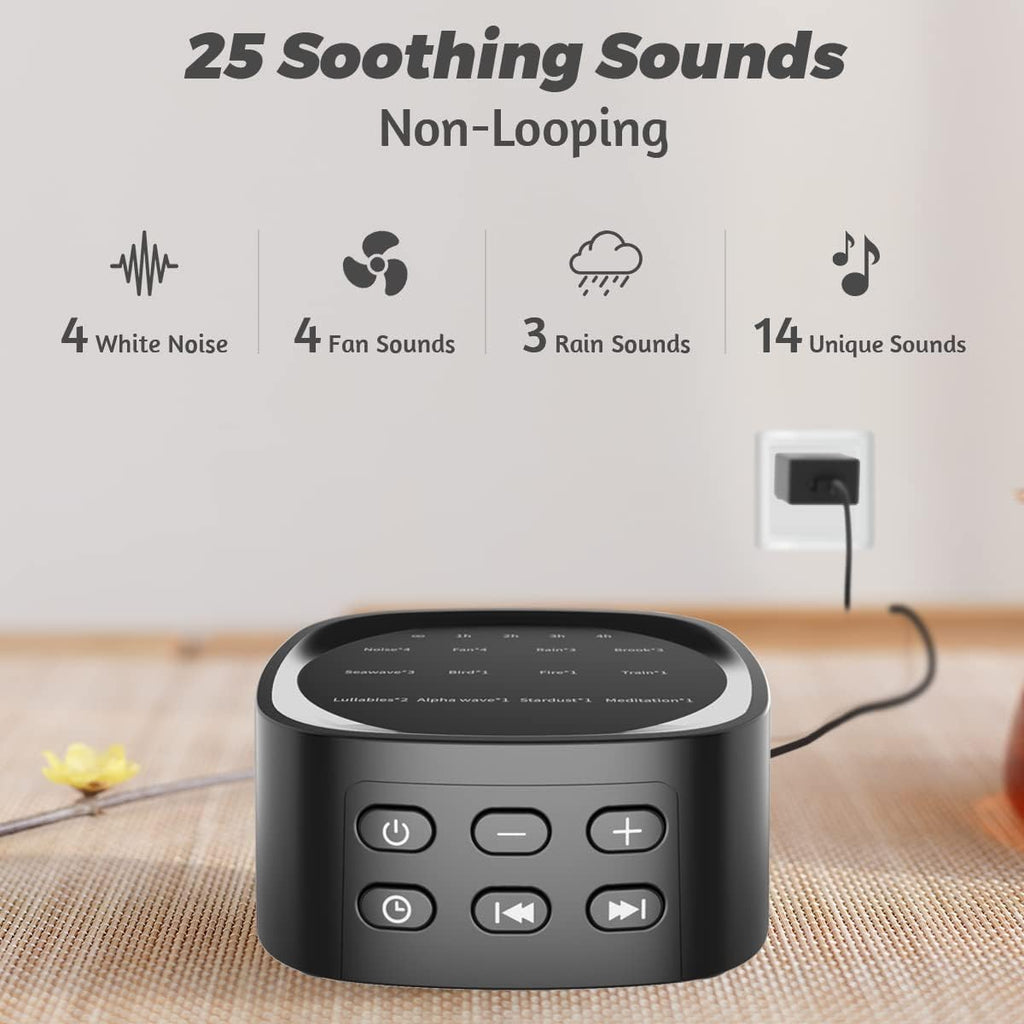 Sleepbox White Noise Sound Machine - 25 Soothing Sounds, 36 Volume Levels, Portable Design for Home & Travel