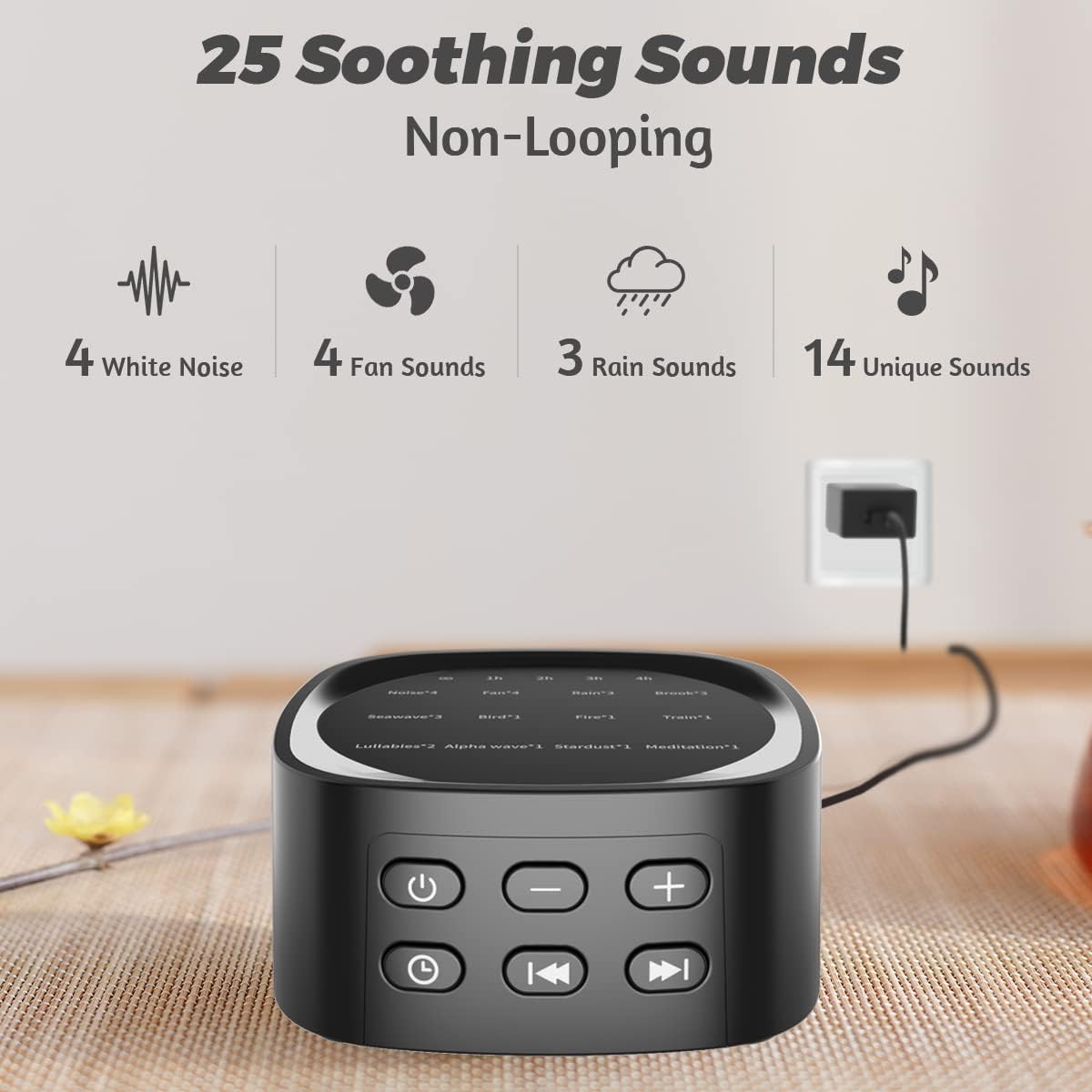 Sleepbox White Noise Sound Machine - 25 Soothing Sounds, 36 Volume Levels, Portable Design for Home & Travel