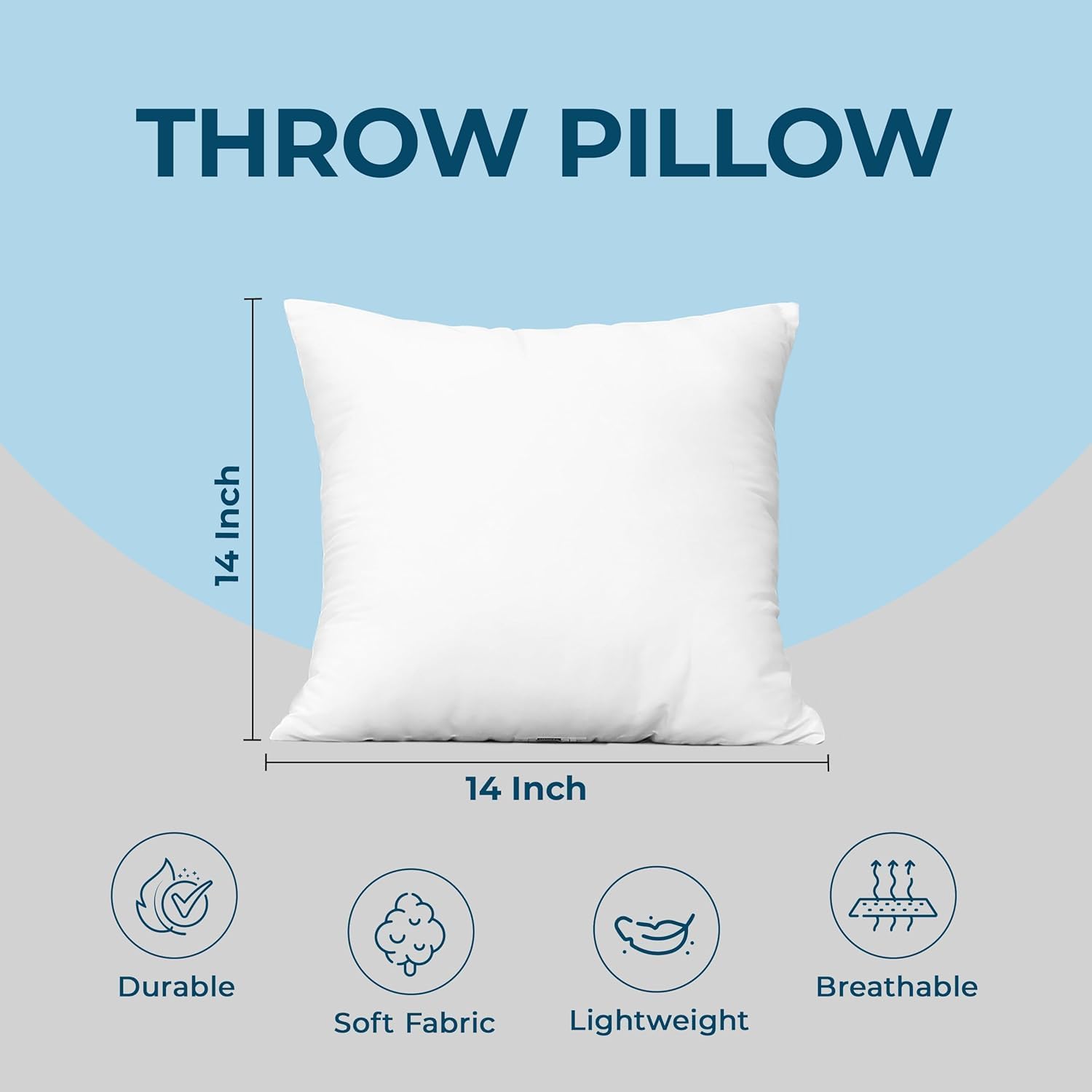 Utopia Bedding Throw Pillow - Fluffy Down Alternative Cushion for Bed & Sofa | 14 x 14 Inches, White