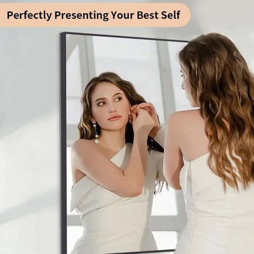 Koonmi Black Rectangle Wall Mirror - 20x30 Inch Aluminum Frame Vanity Mirror for Bathroom & Entryway