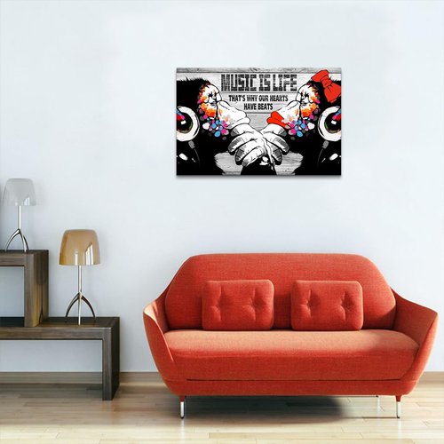 Novatique Banksy Canvas Wall Art Street Graffiti Wall Art Abstract Pop Art Wall Decor Modern Monkeys Pictures Home Decor for Living Room Bedroom, 24 x 36inch