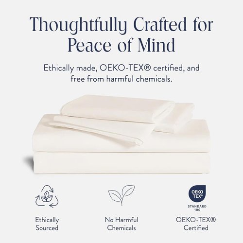 Brooklinen Luxury Sateen King Size Sheet Set - 100% Cotton, Soft & Durable Bedding in Cream | Oeko-TEX Certified, 4 Pieces