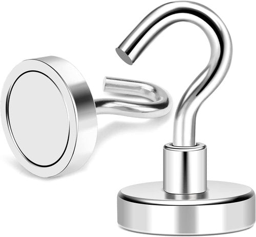MIKEDE Heavy Duty Magnetic Hooks - 50Lbs+ Neodymium Strength for Cruise Cabins & Storage | Pack of 4