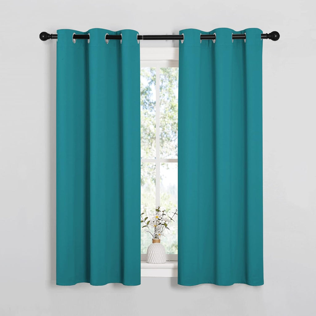 NICETOWN Blackout Curtains - Thermal Insulated Room Darkening Panels 54" Length | Peacock Teal, 2 Pieces