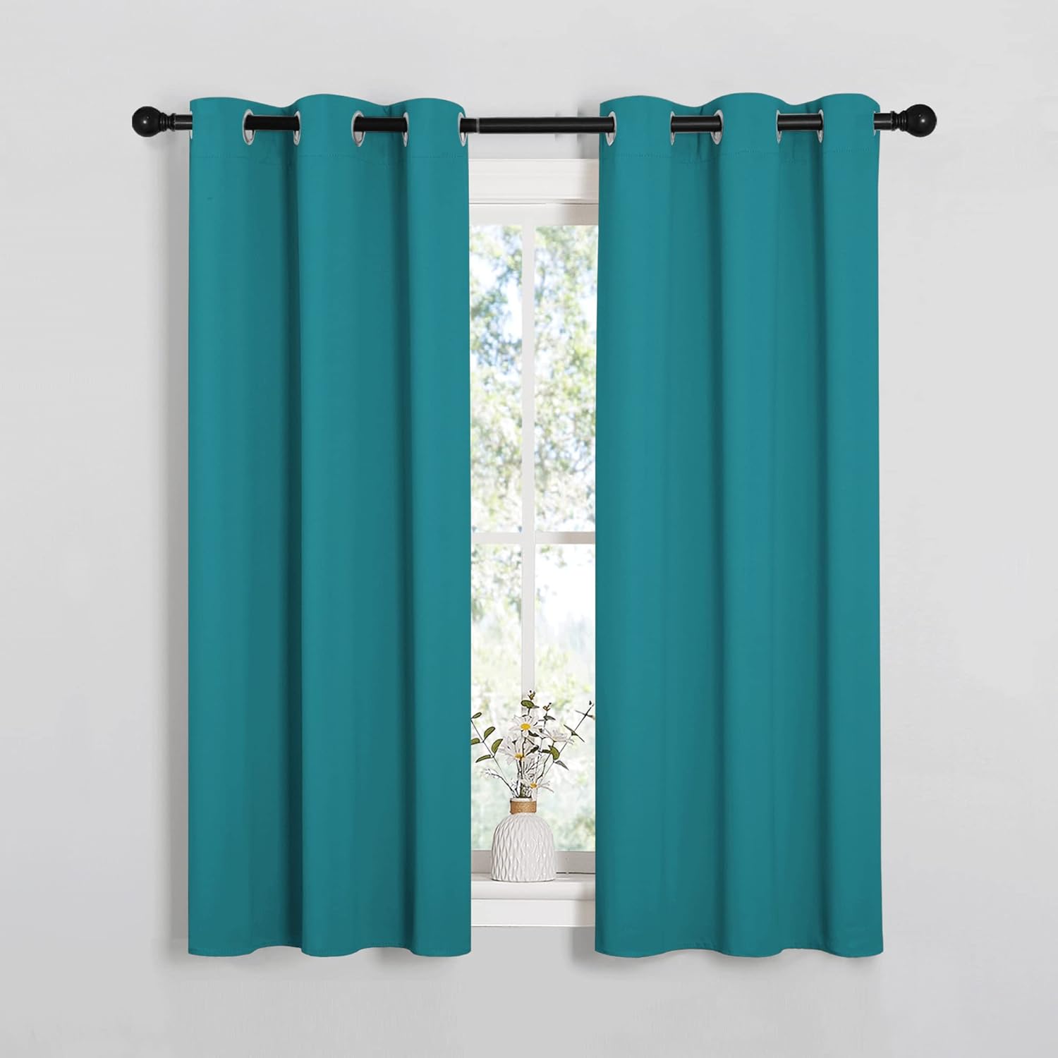 NICETOWN Blackout Curtains - Thermal Insulated Room Darkening Panels 54" Length | Peacock Teal, 2 Pieces