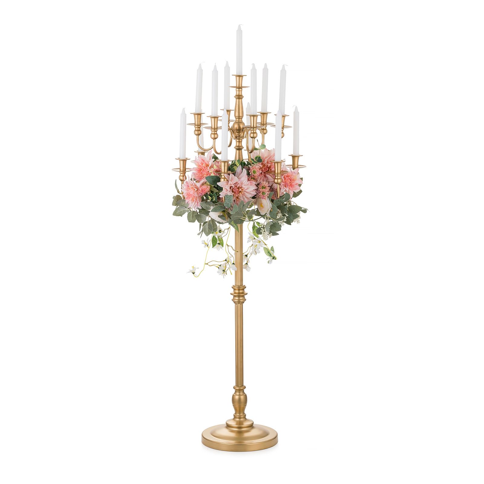 Sziqiqi Candelabra Candle Holder for Wedding: 51in Tall Candelabra 13 Branches Gold Candle Holders for Candlesticks Wedding Centerpiece Table Decorations