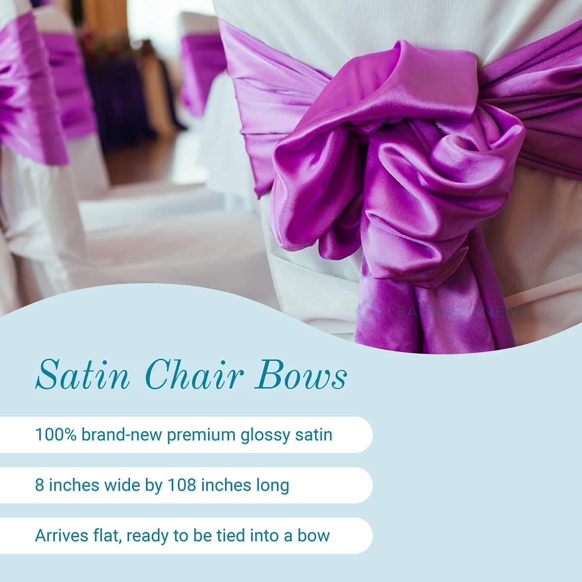 Satin Bow Sash Chair Cover by Elegant Decor - Perfect for Weddings & Events | Set of 100 in Plum Purple