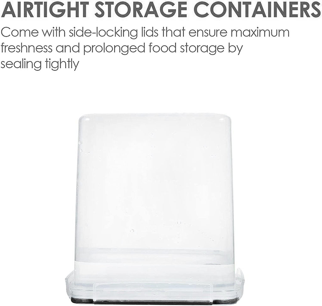 Vtopmart Food Storage Containers - 2.5L BPA-Free Airtight Canisters with Measuring Cups & Labels | Black, 4-Pack