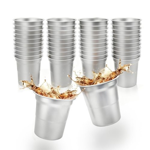 Jamceoceo 80 Pack 16 oz Aluminum Party Cups,Metal Cups Reusable Aluminum Drinking Cups,Coffee Cups,Disposable Aluminums Beers Cups for Family Gatherings,Outdoor Events and Parties!（16oz silver）