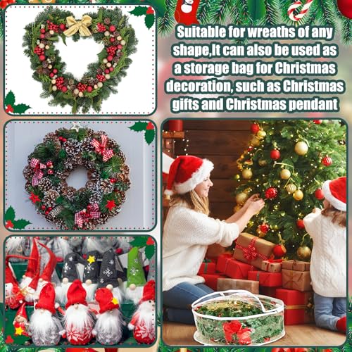 Shappy 6 Pcs Clear 24in Christmas Wreath Storage Bags with Dual Zippers