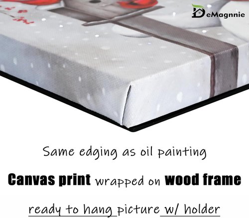 Demaggnie Lighted Snowman Canvas Picture with Timer - 6x8 Inches Twinkling Holiday Decor