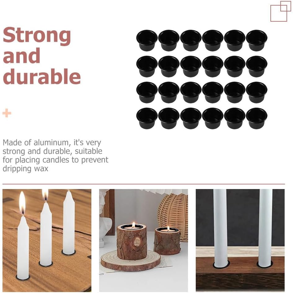 Skiennix 36-Piece Aluminum Candle Cup Set - Mini Taper Candle Holders in Black