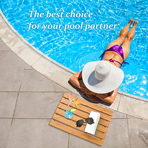 Non-Slip Bamboo Bath Mat - Waterproof Slatted Bathroom Carpet