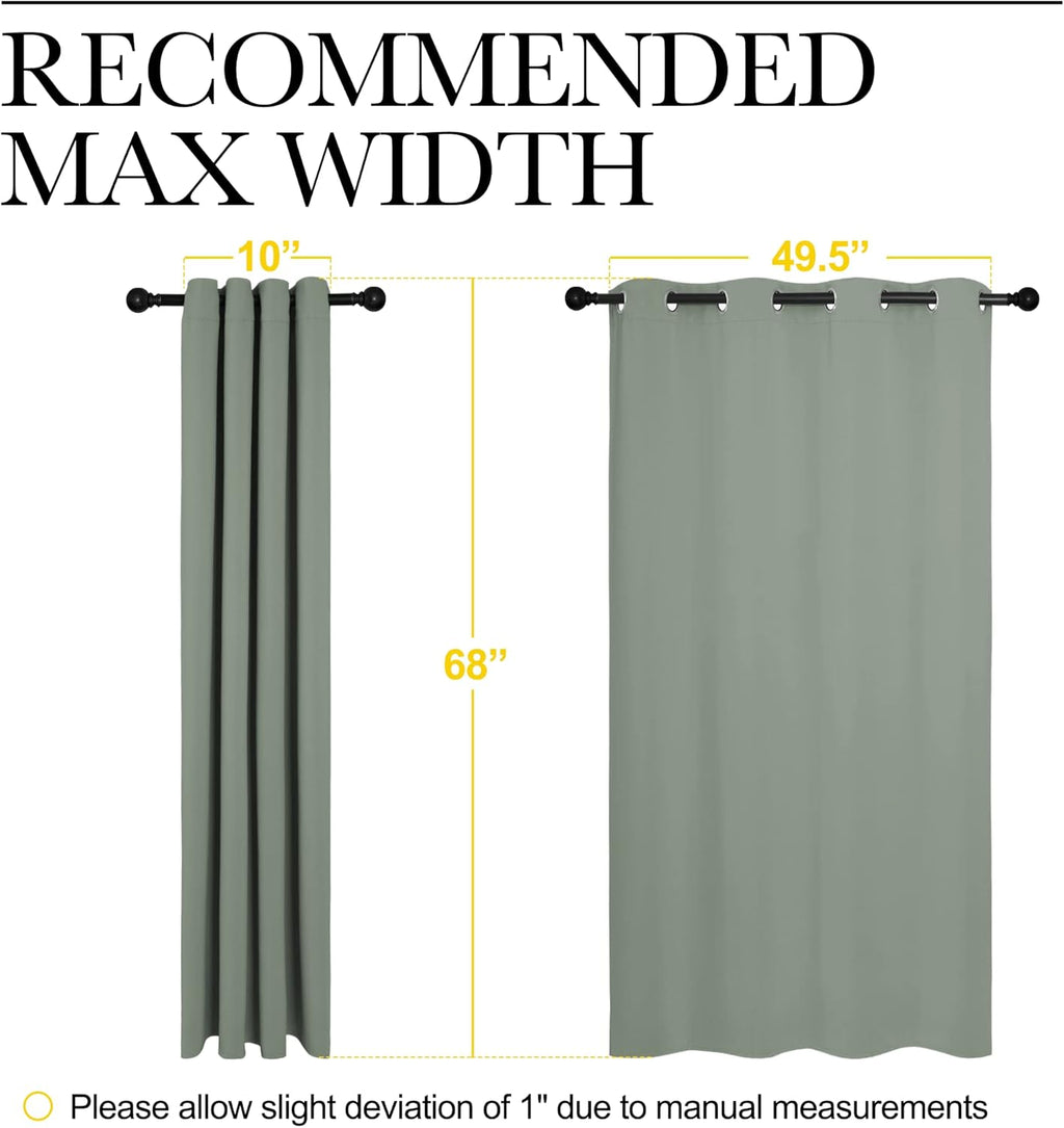 NICETOWN Blackout Curtain Panels - Thermal Insulated Draperies in Greyish Green | 55x68 Inches, 1 Pair