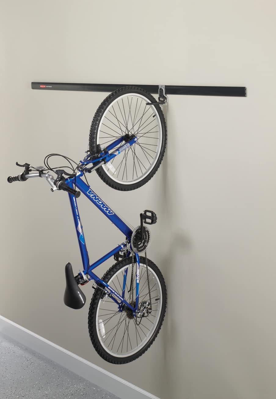 Rubbermaid FastTrack Vertical Bike Hook - Heavy-Duty Wall Mount Holds Up to 50 Pounds | Black