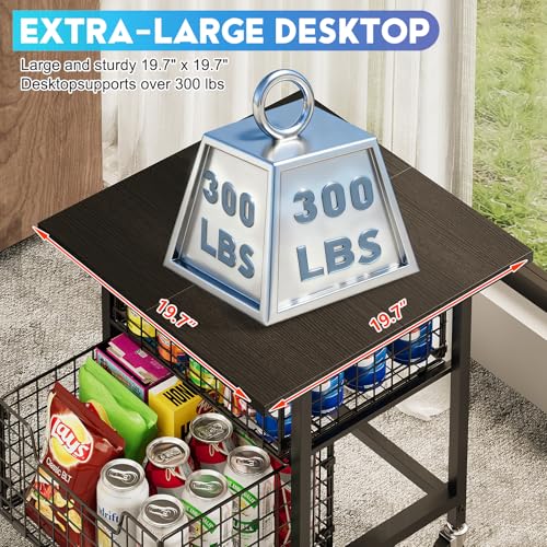 Mini Fridge Stand with 2 Drawers - Heavy Duty Mobile Refrigerator Cart