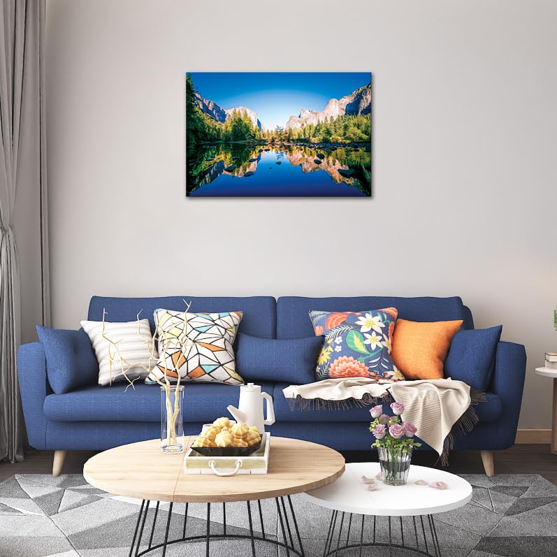 SKASNFAI Yosemite National Park Forest Canvas Wall Art 24x36 Framed (Forest 03) – Blue Lake