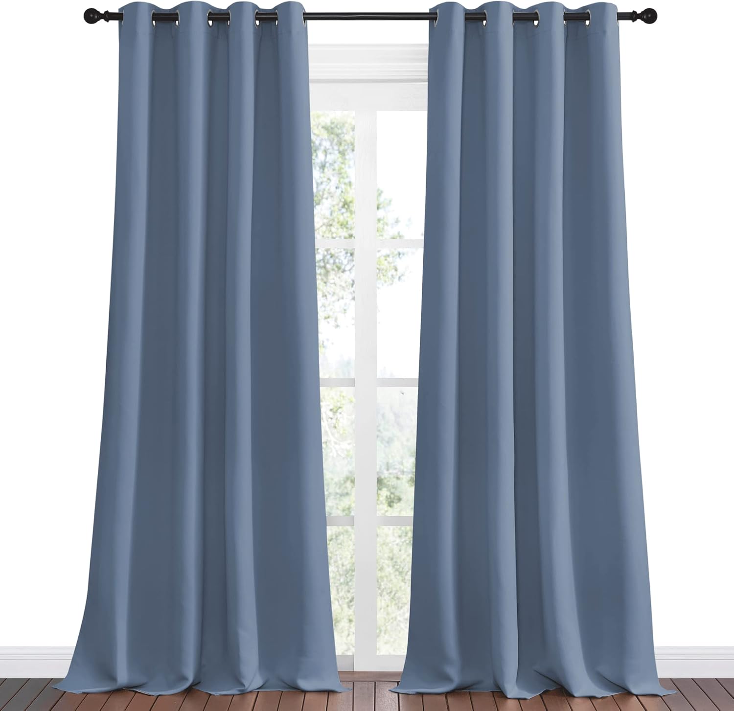 NICETOWN Room Darkening Curtain Panels - Stone Blue Thermal Insulated Blackout Draperies | 102" Length, 55" Width, 2 Pieces for Total Privacy