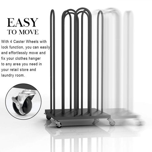 Hanger Organizer Stacker,4 in 1 Hanger Rack Stand with Swivel Caster Wheels for Laundry Room, Retail Store (Black, 1)